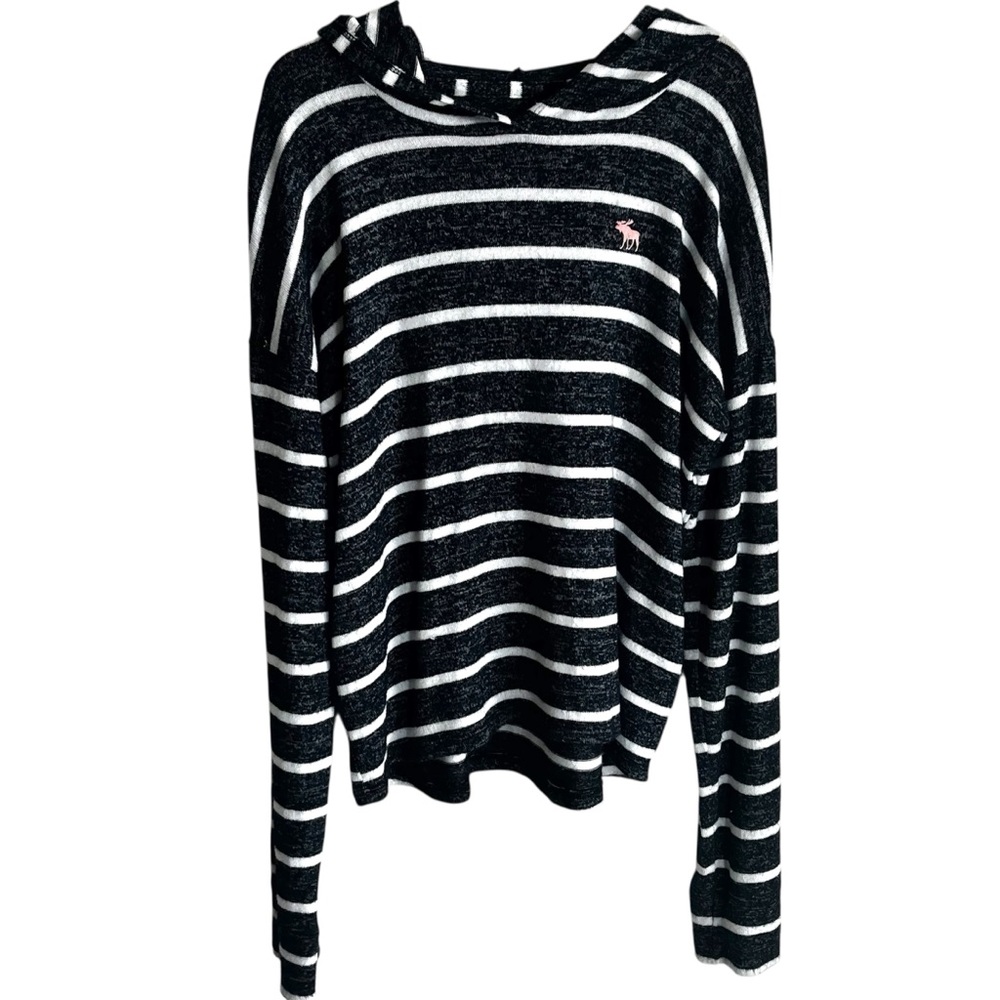Abercrombie Kids Navy White Striped Girls Hoodie Cozy Soft Size 13-14